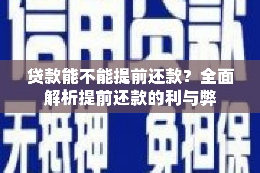 兰山贷款能不能提前还款？全面解析提前还款的利与弊